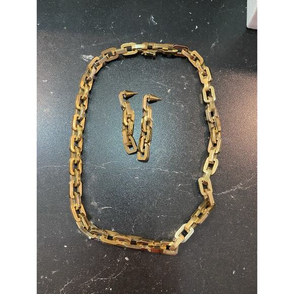 EDDIE BORGO Women's Gold Plated Statement Chain Link Necklace And Earrings Set - Picture 7 of 7